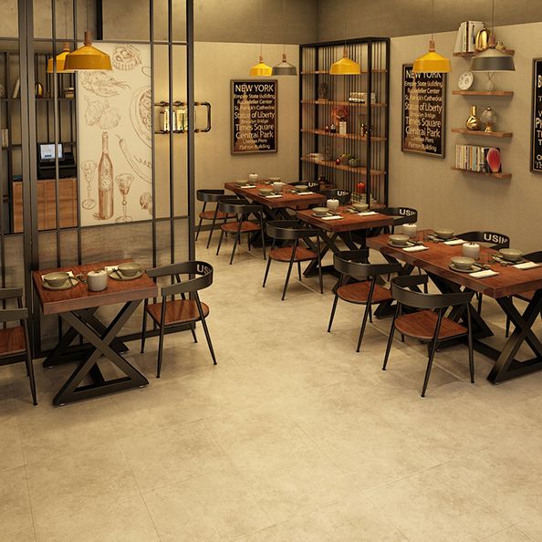 Square Wooden Dining Table Industrial Brown Top Table with Black Frame