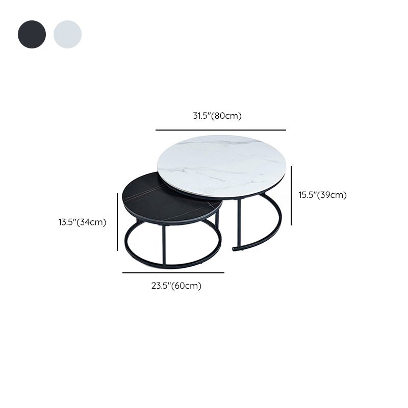 Minimalism Frame Cocktail Table Slate Top Coffee or End Table with Storage Drawers
