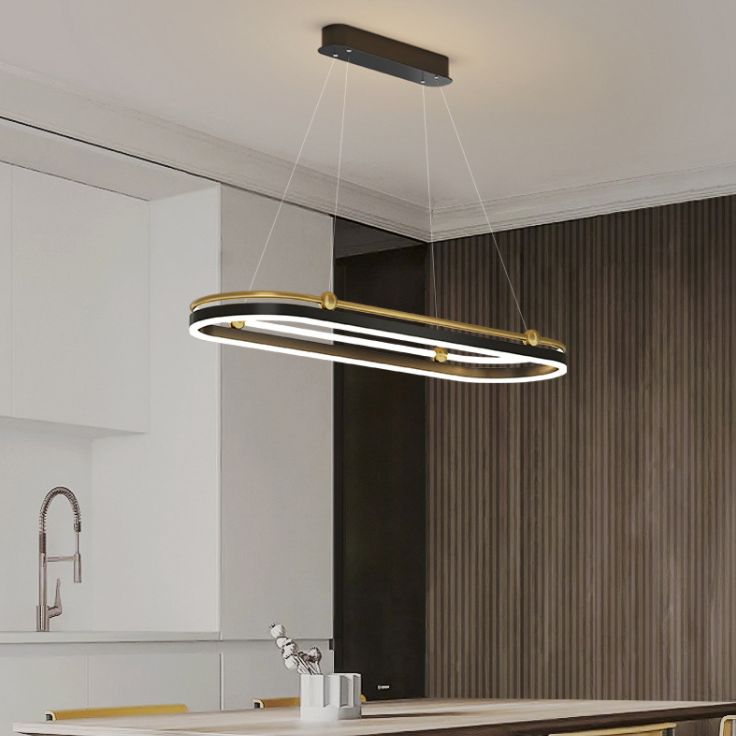 1 lumière ovale île Light moderne lustre moderne Metal Island Plafond Light