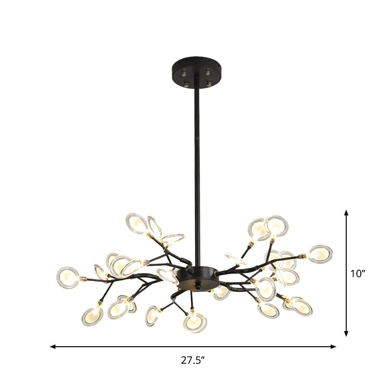 Zeitgenössischer Verzweigungsdesign Kronleuchter Metallic Multi-Light Black Suspension Lampe