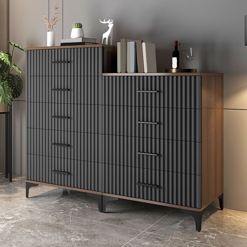 Contemporary Rectangle Accent Chest with Brown Top and Metal Legs