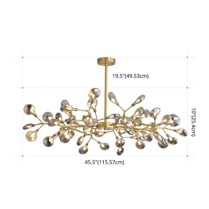 Gold Firefly Pendant Light in Modern Creative Style Copper Indoor Hanging Lamp with Glass Shade