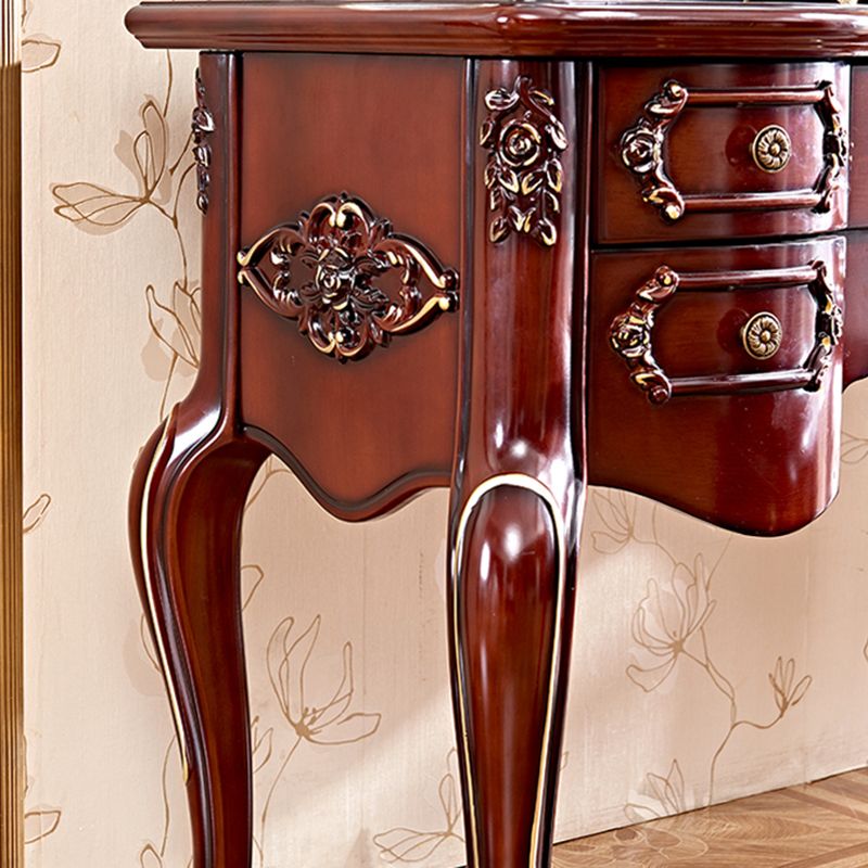 Brown Oak Vanity Set 64.96" High Vanity with Drawer and Mirror