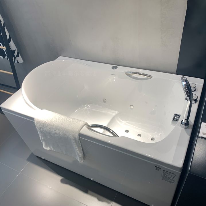 Soaking Bathtub Antique Finish Rectangular Back to Wall Bath Tub with Seat