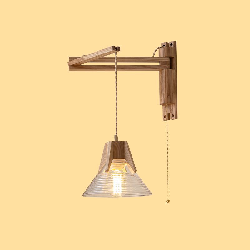 Log Color 1-Light Wall Lamp in Modern Creative Style Wooden Geometric Wall Light