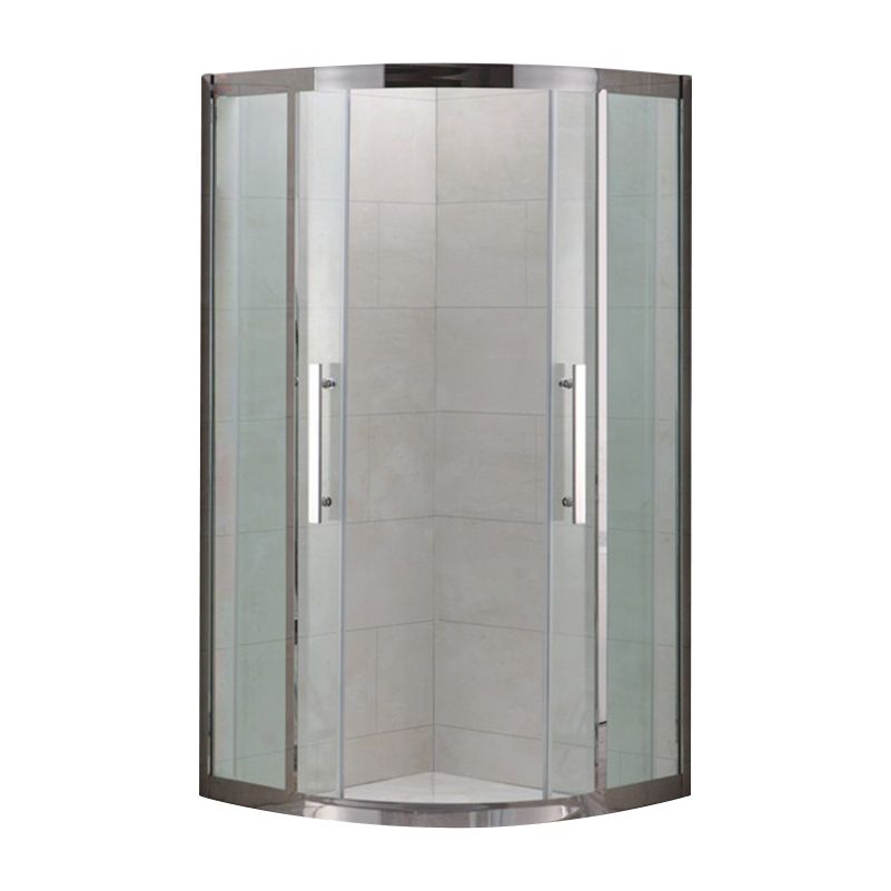 Shower Enclosure Semi-Frameless Double Sliding Neo-Angle Black Door Handles Shower Stall