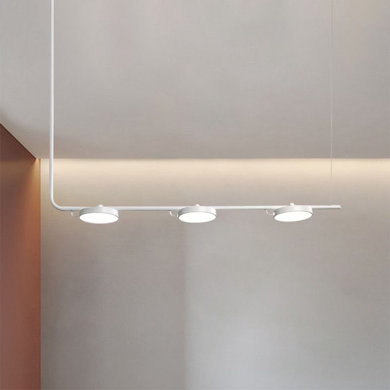 Moderno lampadario semplice/nero semplice con tonalità di tamburo 2/3 luci in metallo l'illuminazione per sala da pranzo