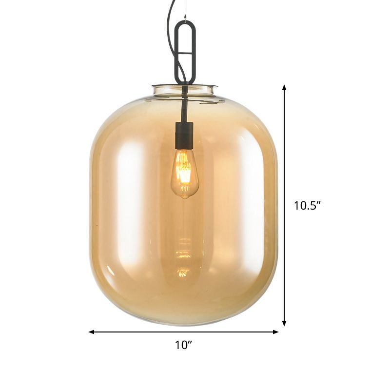 Cilíndrico Luz de techo colgante modernismo Amber/humo vidrio gris 1 cabezal sala de estar luz colgante