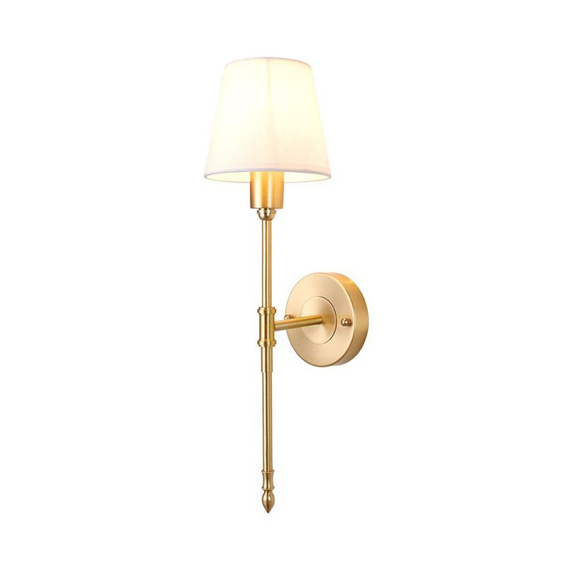 Bucket Shade Fabric Wall Mount Light Traditional Corridor Wall Light Fixture in Brass