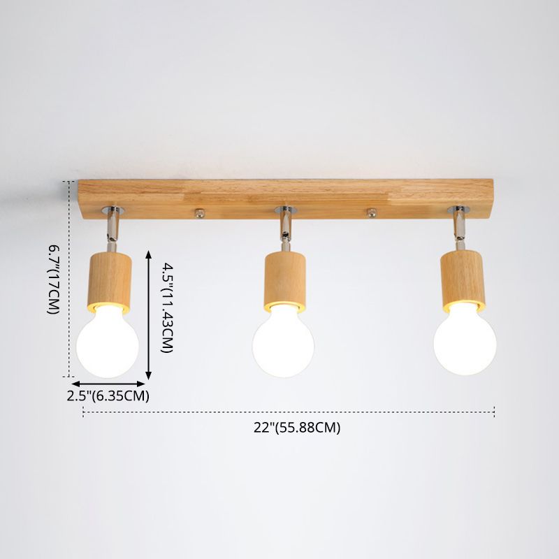 Éclairage sur rail nordique de style japonais, projecteur réglable en bois monté en surface, pour la maison, le salon, l'allée murale et le magasin commercial