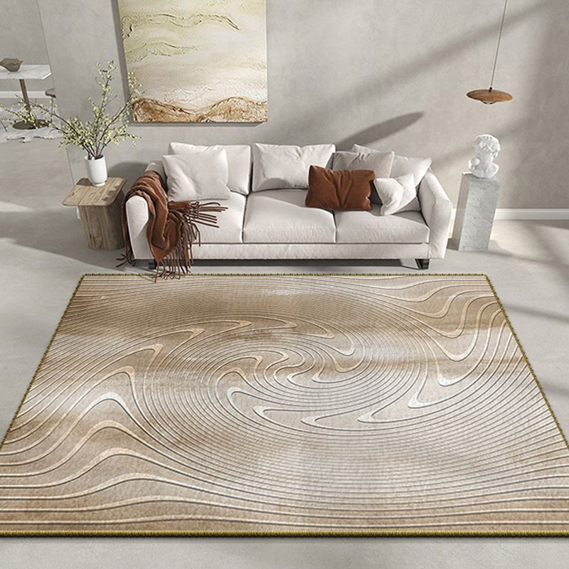Light Brown Modern Rug Polyester Pattern Area Rug Stain Resistant Rug for Home Decoration