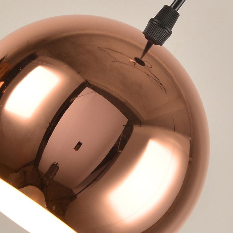 Shaded Dinning Room Pendant Ceiling Light Metal Nordic Hanging Ceiling Light in Rose-Gold