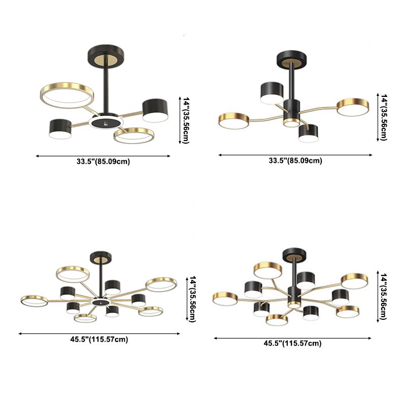 Araña contemporánea de metal redondeo de metal lámparas colgantes para dormitorio de sala de estar