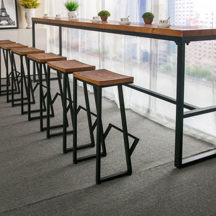 Brown Modern Style Bar Table Solid Wood and Iron Breakroom Bar Table