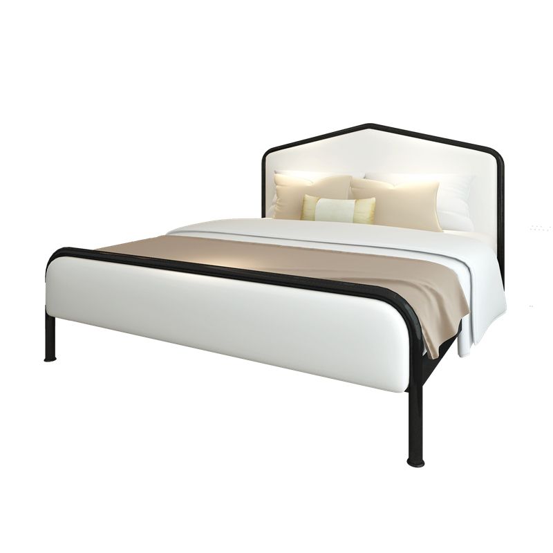 Upholstered Standard Bed with Headboard Low Profile Metal Bed