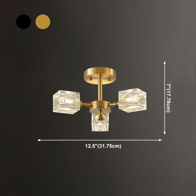 Plafonnier Crystal Simplicity, lampe encastrée à plusieurs têtes pour chambre à coucher