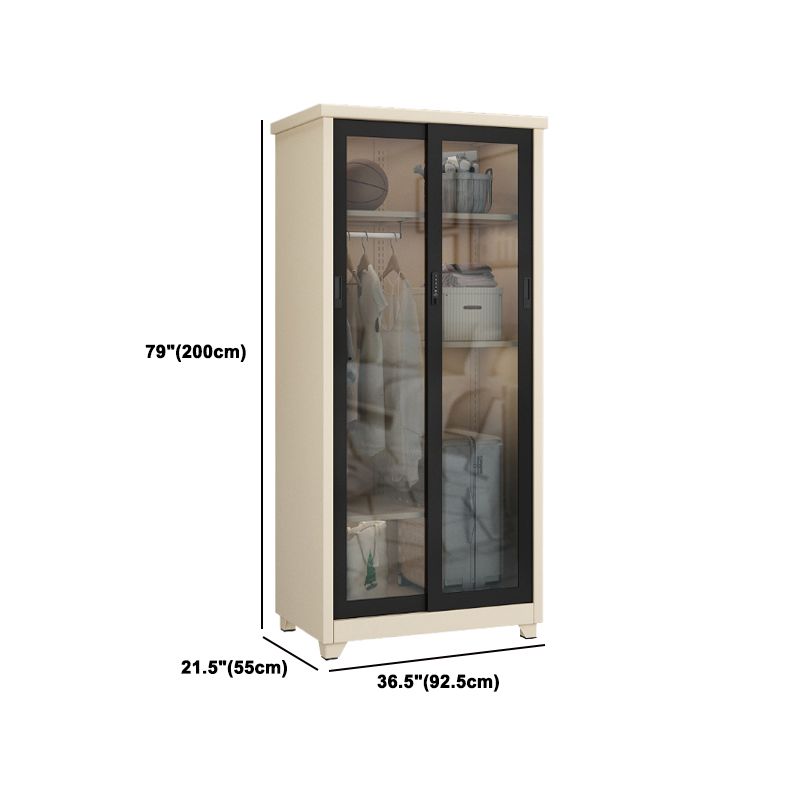 Contemporary Style 1-Door Wardrobe Glass Wardrobe Closet with Shelves
