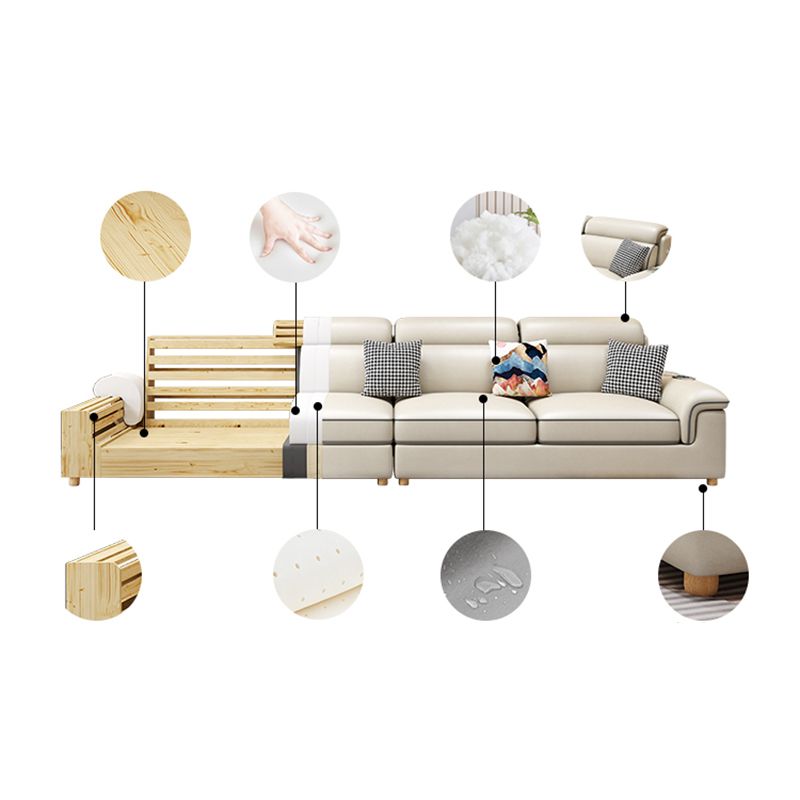 130.7" Pillow Top Arm Sectionals, Scandinavian Natural Leg Sectional Set