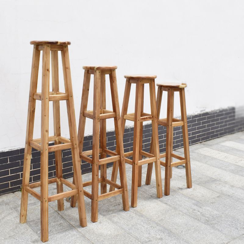 Telón de barras de madera de diseño contemporáneo para taburetes sin espalda para el hogar con base de madera