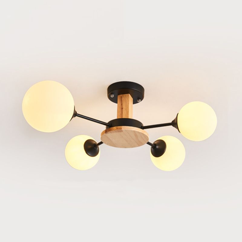 Globe contemporain Flush Lightture Wood Flush Mount Plafond Pilation