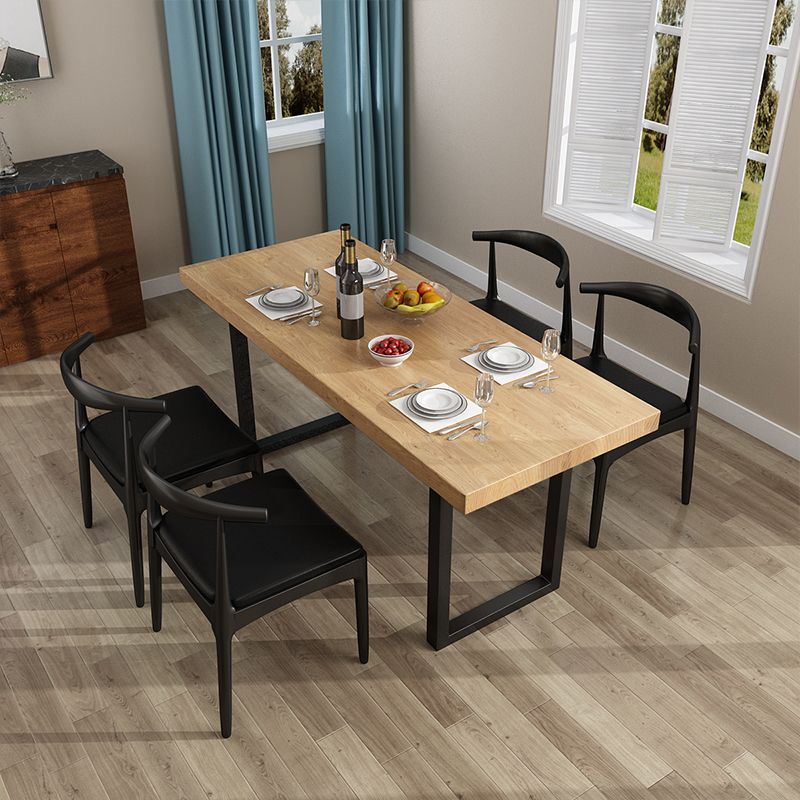 Industrial Natural Dining Site Table Rectangle Metal Sled Dining Table