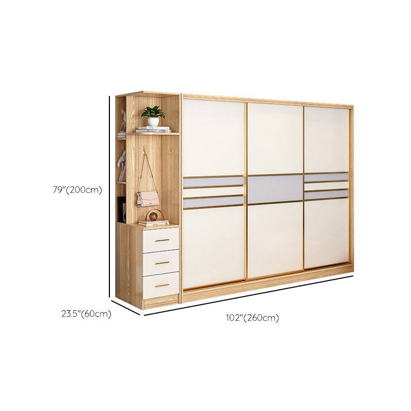 Engineered Wood Wardrobe Armoire with Garment Rod Modern Wardrobe Cabinet