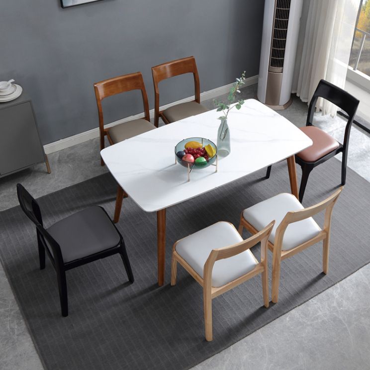 Chaises de salle à manger en bois modernes, chaise sans bras latérale à dos ouvert pour la cuisine