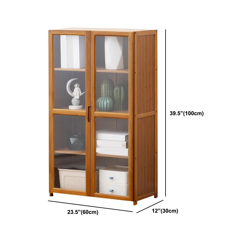 Contemporary Standard Shelf Bookcase Bamboo Book Shelf with Doors