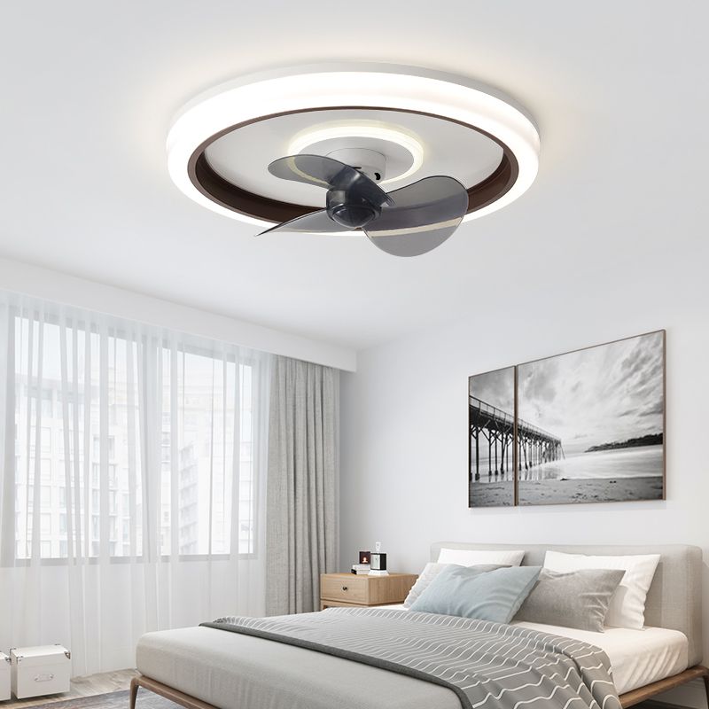 Metal Round Shape Ceiling Fan Modern Style 2 Lights Ceiling Fan Lamp for Bedroom