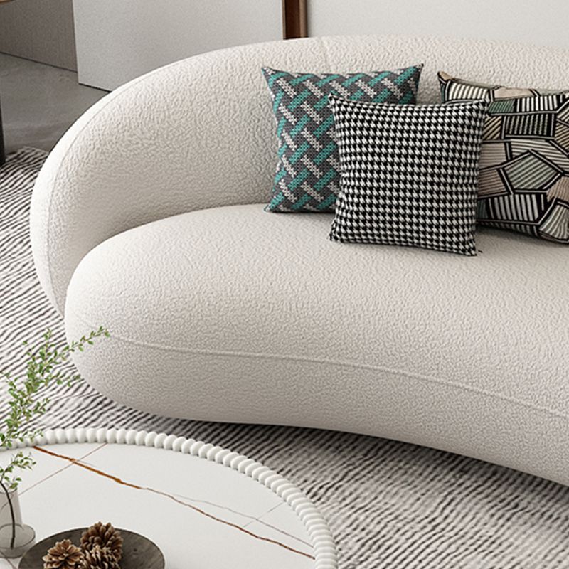 Modern White/grey Wool Curved Sofa Tight Back Stationary Sectional