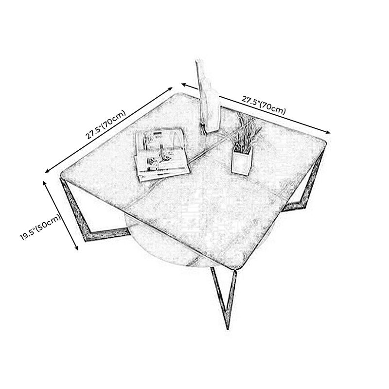 Modern Style Cocktail Table Rock Slate Top with Storage Rack Rectangular Coffee Table