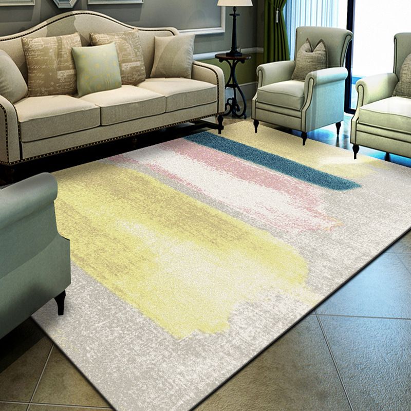 Unique Geometrical Print Rug Multi Color Modern Carpet Synthetics Stain Resistant Washable Non-Slip Backing Rug for Home