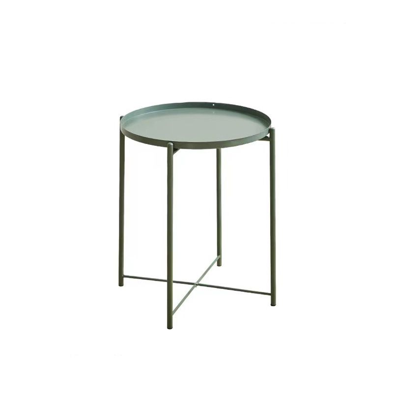 Mid-Century Cross Legs End Side Table Round Tray Top Corner Table