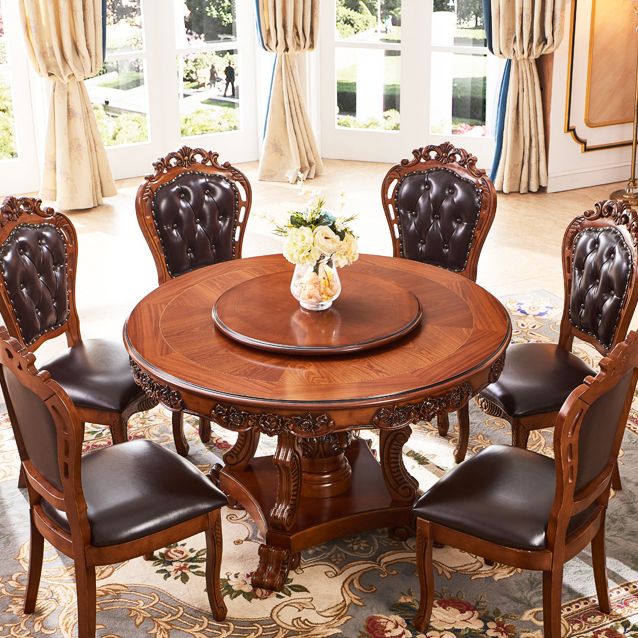 Rubberwood Base Victorian Round Table Pedestal Base Table for Dining Room