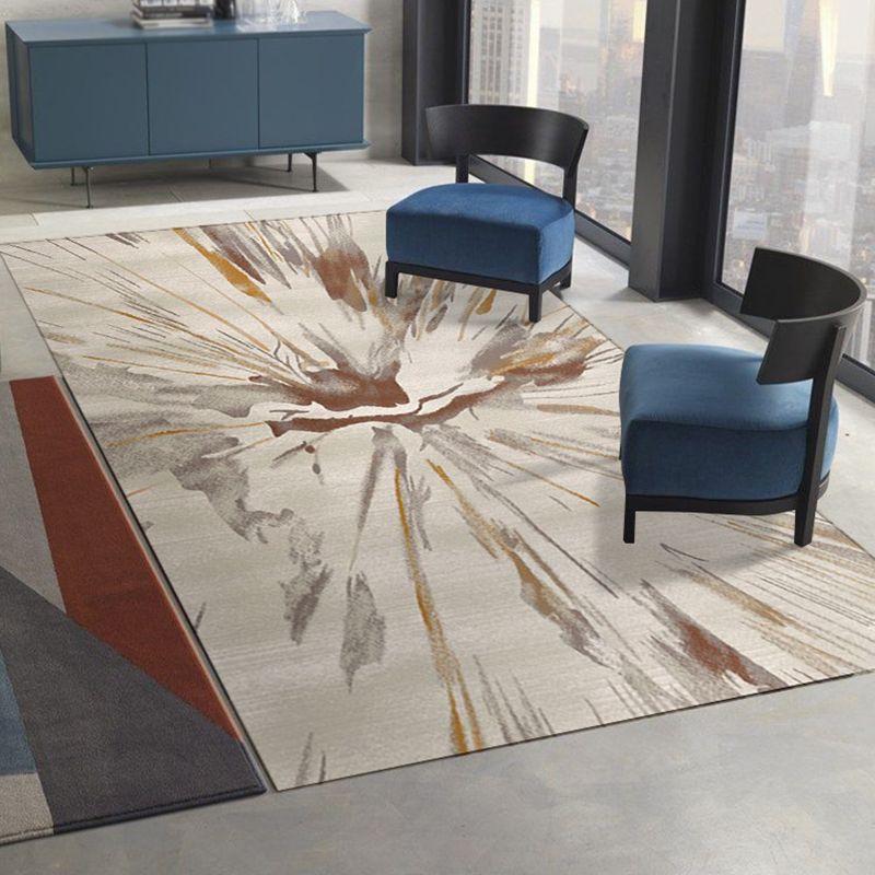 Abstract Indoor Rug Polyester Ink Painting Carpet Washable Area Rug for Living Room