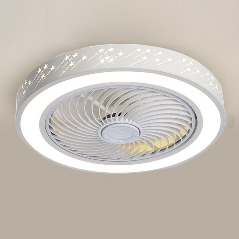 Weiße trommelförmige Lüfterlampe Nordic LED Metal Semi Flush Leuchte für Schlafzimmer