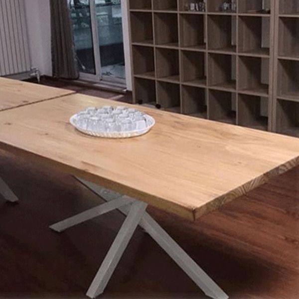 Modern Brown 84 in Wood Dining Table Rectangle Dining Table for Kitchen