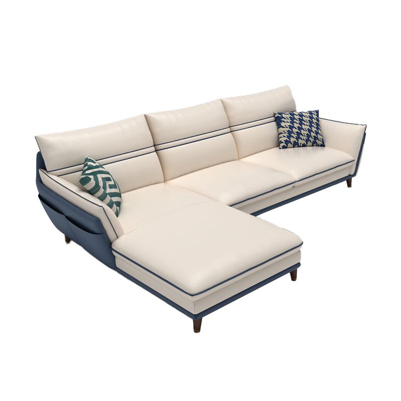 Leather Pillow Top Arm Sofa 37.4"High Cushion Back Sectional Sofa with Storage