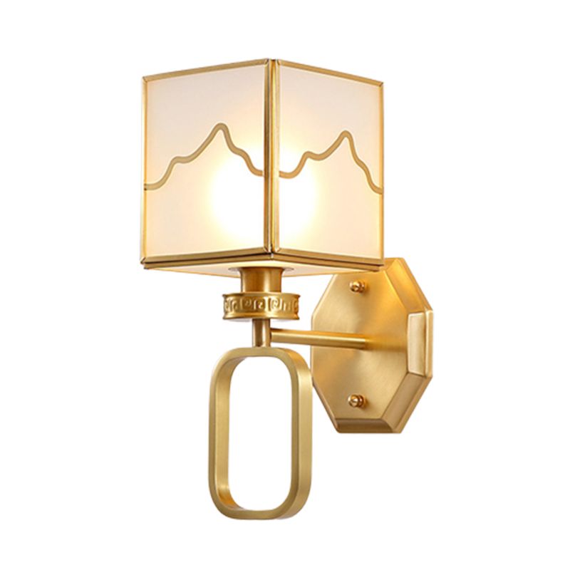 1 Light Square Wall Mounted Light Fixture Modern Wall Mounted Lighting in Gold Finish