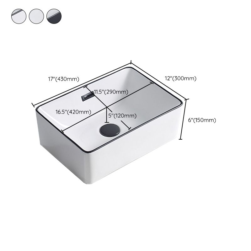 Modern Porcelain Trough Sink Rectangular Trough Bathroom Sink