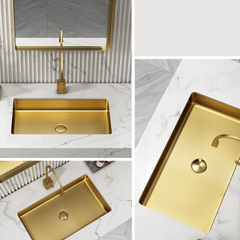 Modern Bathroom Sink Rectangular Metal Drop-in Bathroom Sink with Pop-Up Drain