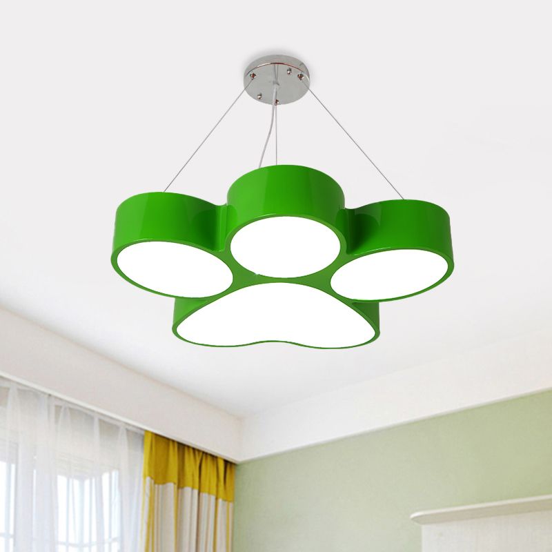 Yellow/Blue/Green Dog Claw Chandelier Minimalism LED Acrylic Hanging Ceiling Light for Playing Room