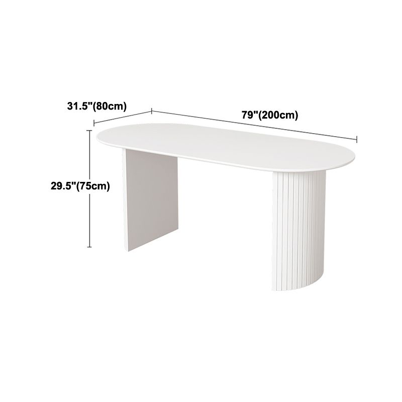 Sintered Stone White Esstisch Einfachheitstisch mit doppelter Sockel für Esszimmer