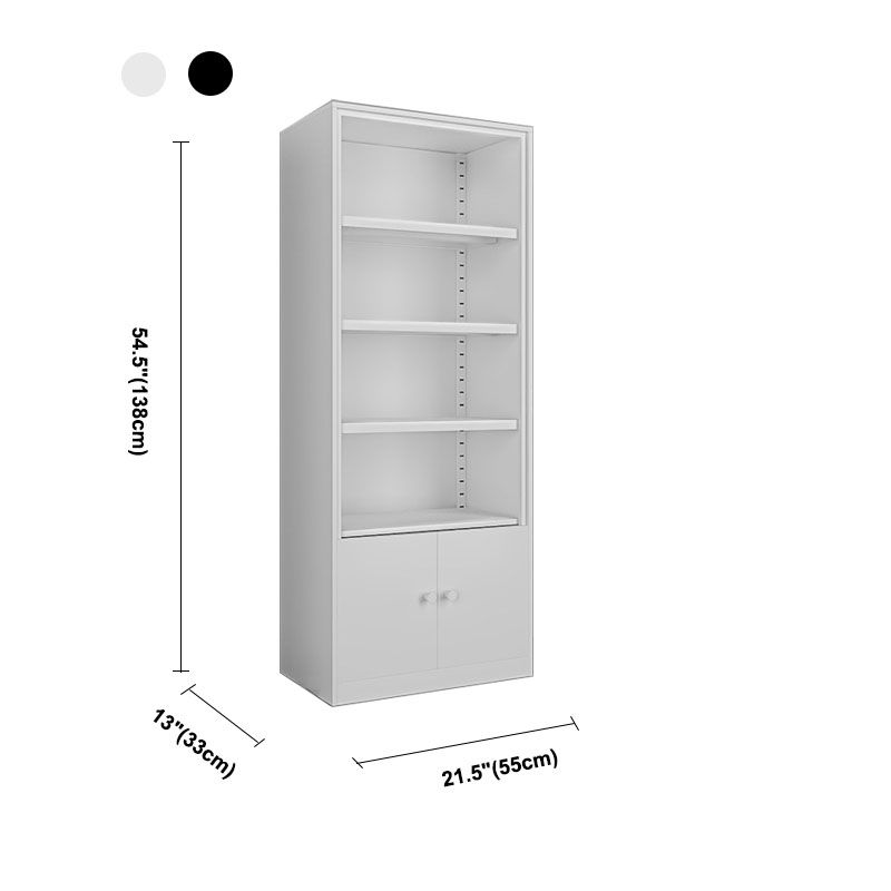 Modern Closed Storage Bookcase Black/White Metal Bookshelf with Shelves