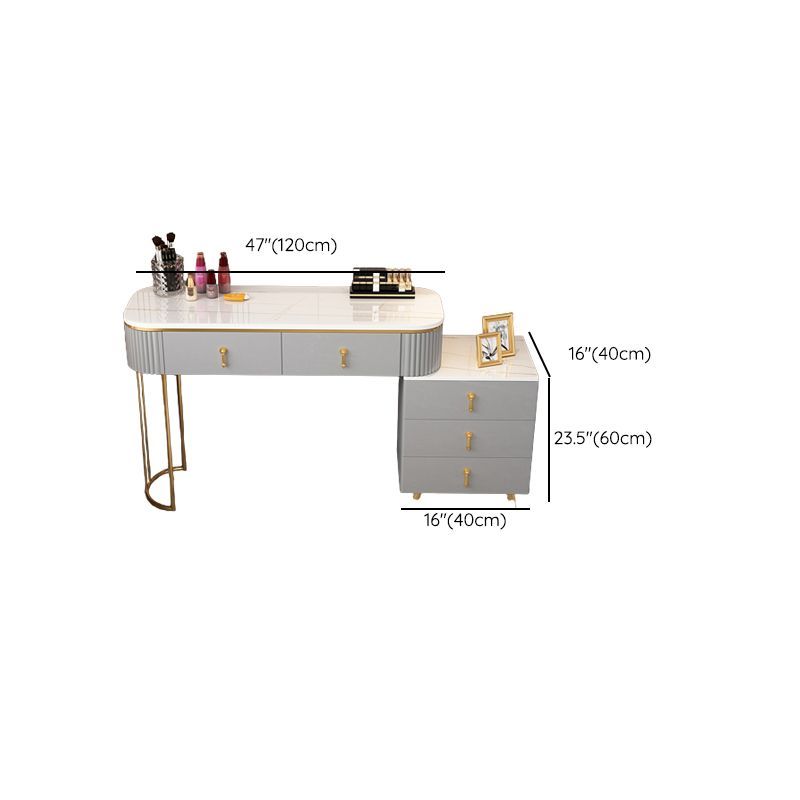 Contemporary With Drawer Gray Wooden Mirror Bedroom Make-up Vanity