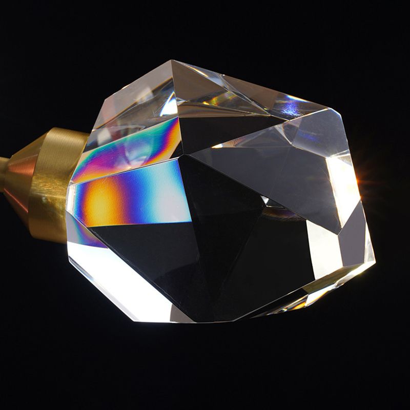 Luci dell'isola geometrica moderna a sospensione Crystal e Metal Island Lighting 7 Light in oro
