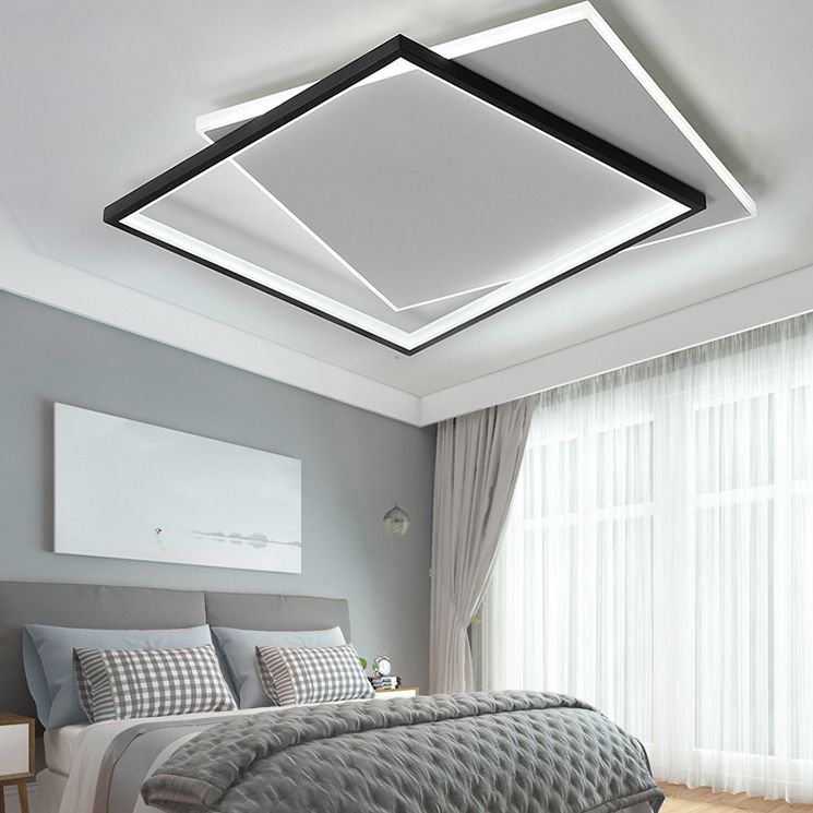 Squared Flush Mount Lighting Minimalist Metal Black-White LED Flush Ceiling Light Fixture