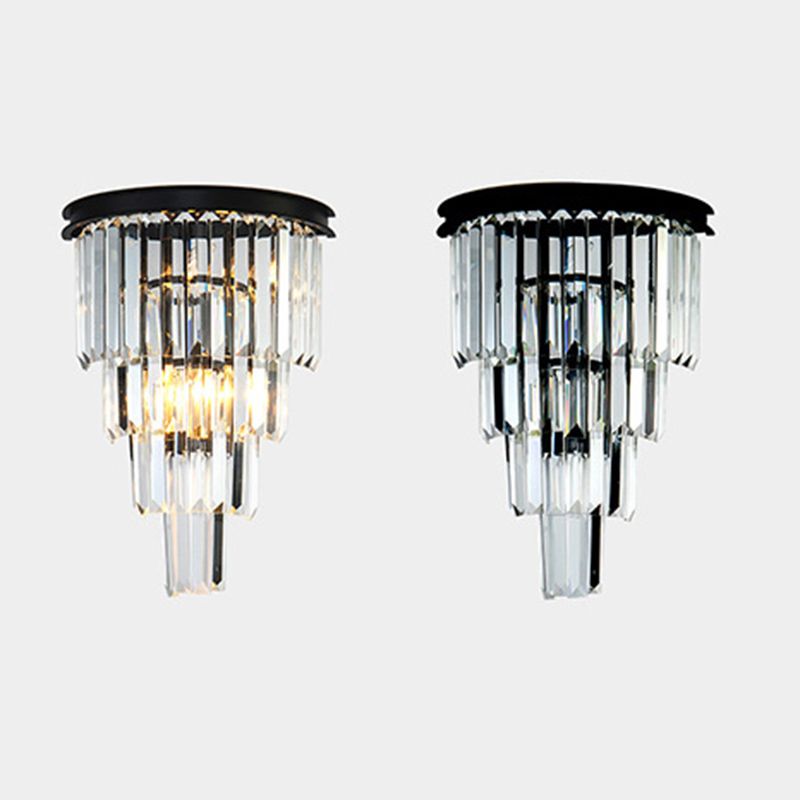 Sfonce da parete in cristallo a 2 luci in moderna lampada da parete in ferro battuto in ferro battuto per camera da letto