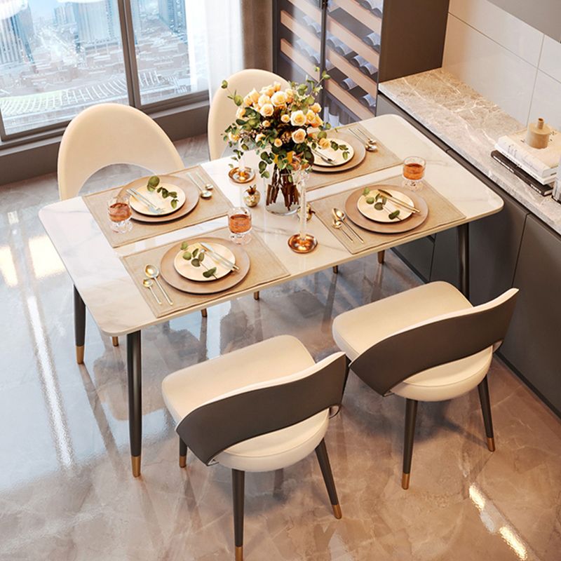 Glam Armless Dining Side Chair Black Metal Legs Open Back Dining Chairs