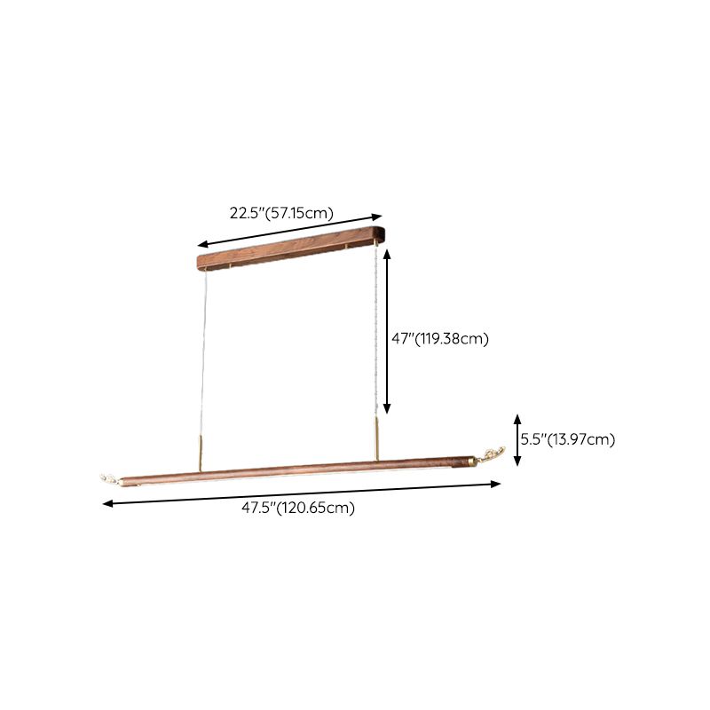 Modern Wood Ceiling Light Linear Shape Island Light with Plastic Shade for Living Room